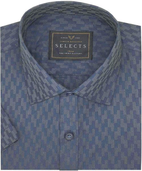 Selects Cotton Dobby Printed Shirt Navy Blue (0445)