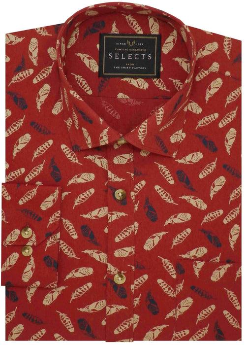 Selects Premium Cotton Printed Shirt - Brown (0496)