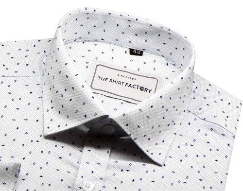 Men's 100% Cotton Printed Shirt - White (0334)