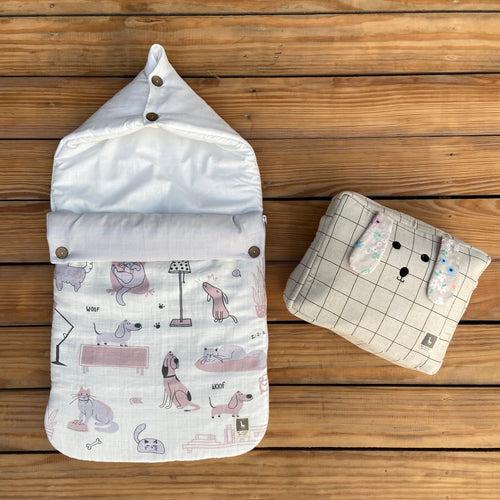 Woofles & Purrito Muslin Baby Carrier Nest,Carrying Nest Bag Portable Travelling Bed for Infants for 0-4 Months,New Born Baby