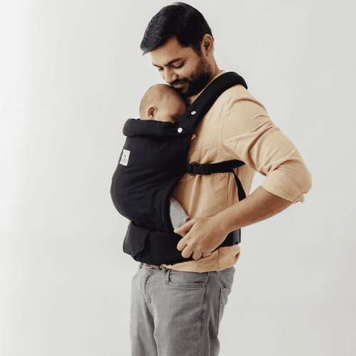 Zoey’s Baby Carrier, Made Of Bamboo Linen, Safe & Ergonomic, 2 Carry Positions, for 4 Months to 3 Year Old Baby (Colour Black)