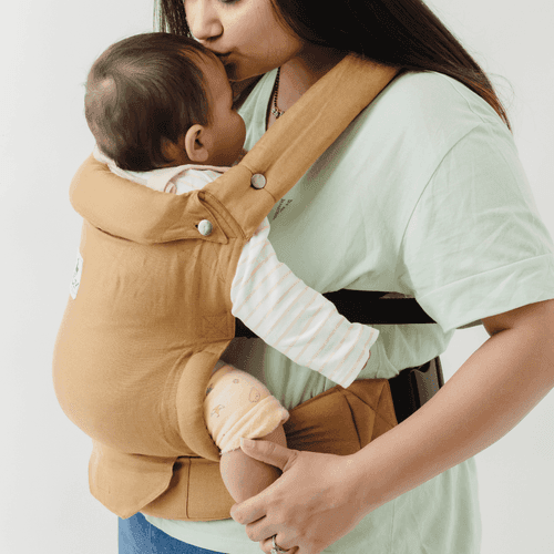Zoey’s Baby Carrier, Made Of Bamboo Linen, Safe & Ergonomic, 2 Carry Positions, for 4 Months to 3 Year Old Baby (Mustard Color)