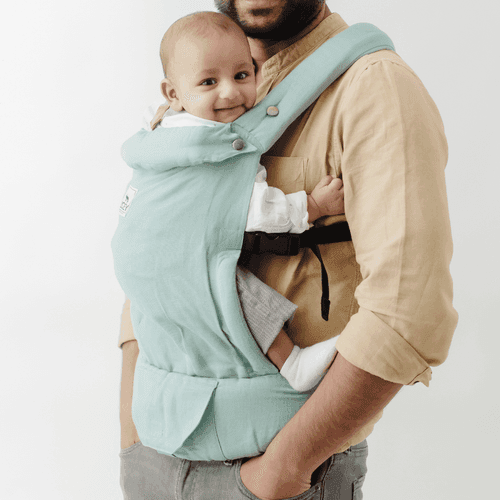 Zoey’s Baby Carrier, Made Of Bamboo Linen, Safe & Ergonomic, 2 Carry Positions, for 4 Months to 3 Year Old Baby (Sage Green Color)