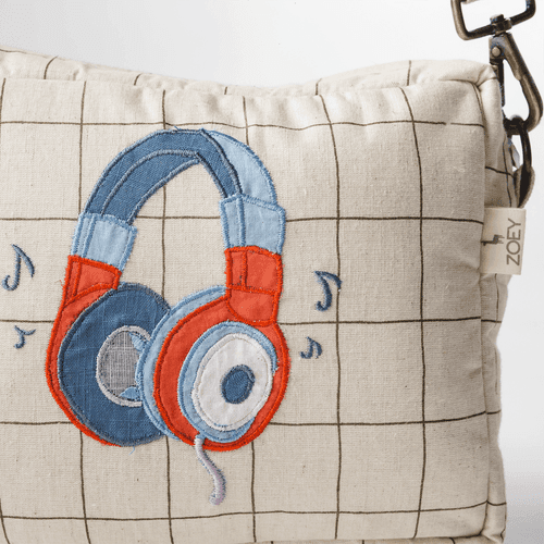 Snazzy Headphone Cotton Sling Bag (Handcrafted Patchwork)