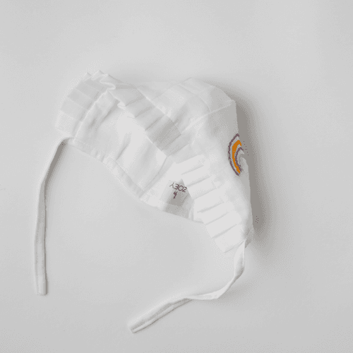 Muslin Newborn Bonnet Hats (Blue & White)