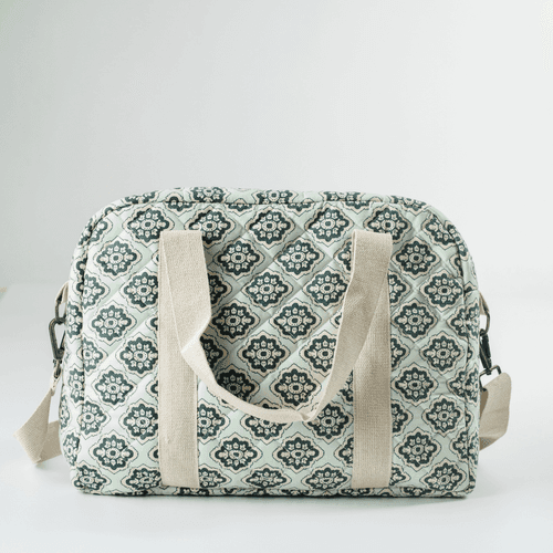 Emerald Trellis Diaper Bag (100% Cotton)