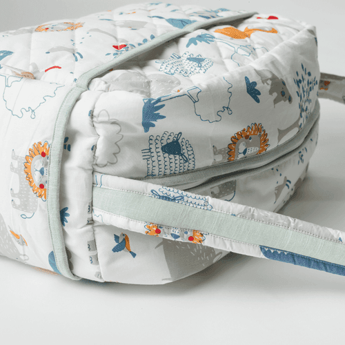 Happy Animal Tribe Diaper Bag (100% Cotton with diamond Quilting)