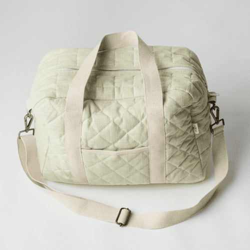 Tea Green Quilted Diaper Bag (100% Cotton)