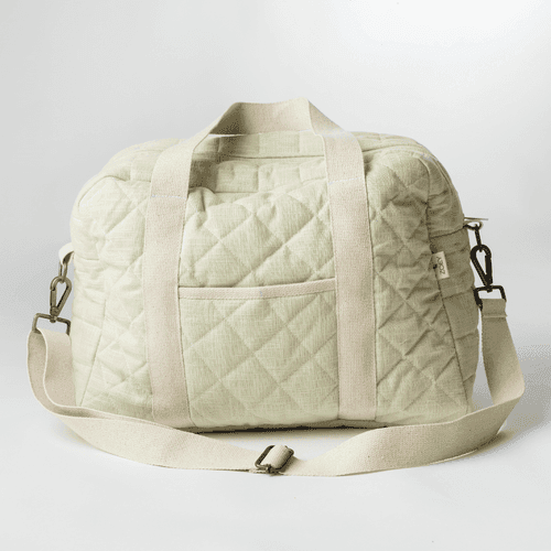 Tea Green Quilted Diaper Bag (100% Cotton)