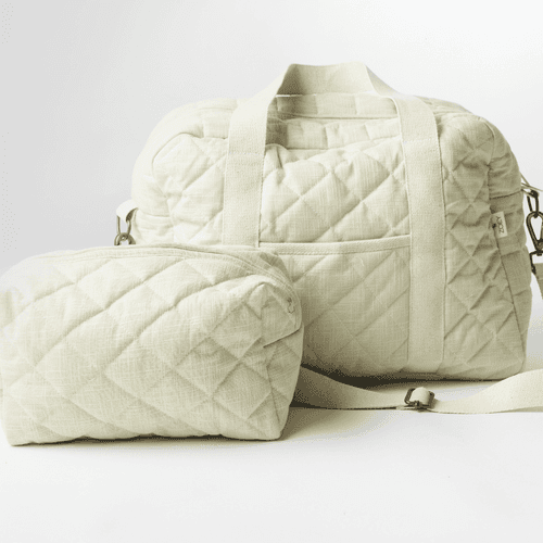 Tea Green Quilted Diaper Bag (100% Cotton)