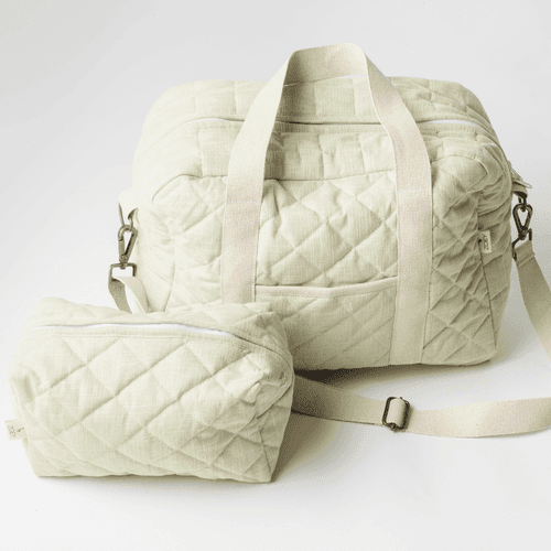 Tea Green Quilted Diaper Bag (100% Cotton)