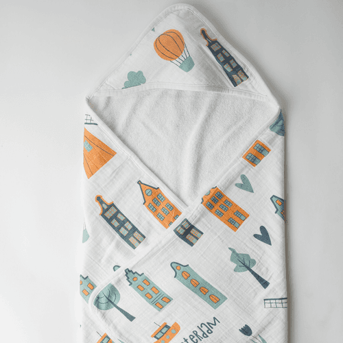 Amsterdam Life Organic Muslin Hooded Towel