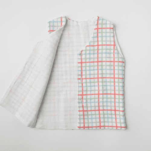 Set of 3 Newborn Muslin Vests (Pink, Checks, White)