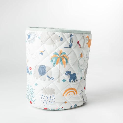 Happy Animal Tribe Quilted Storage Basket (Pure Cotton)