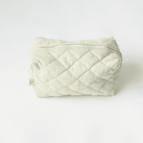 Tea Green Quilted Cotton Pouch