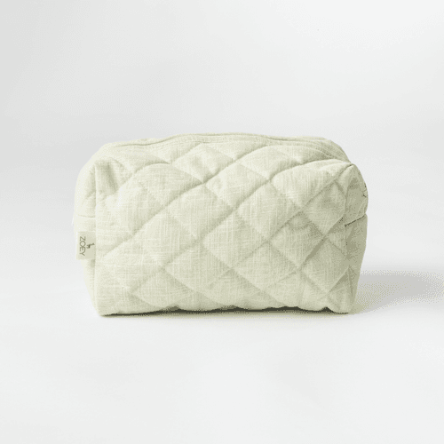 Tea Green Quilted Cotton Pouch