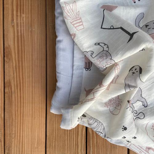 Woofles & Purrito Mini Bedding Set (Organic Muslin 0-1 Year)