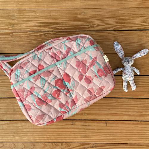 Oriental Lilies Diaper Bag (100% Cotton with diamond Quilting)