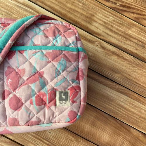 Oriental Lilies Diaper Bag (100% Cotton with diamond Quilting)