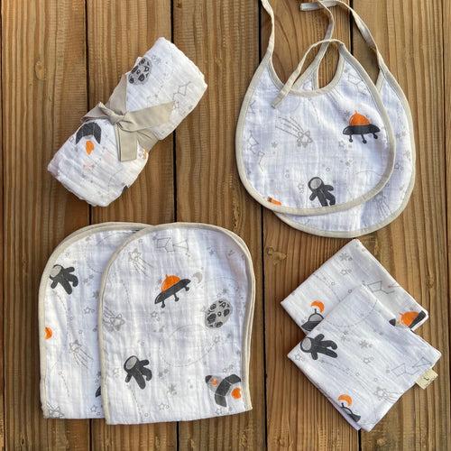 Daddy's Little Astronaut Muslin Essential Combo + Custom Bunny Bag