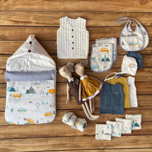 Newborn Essentials Super Combo - Little Camper Theme (total 19 items)