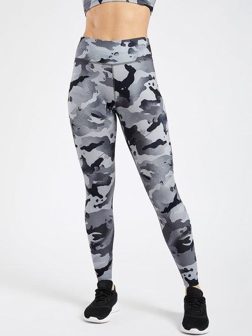 Essential Camo Printed Dark Grey Full Length Leggings