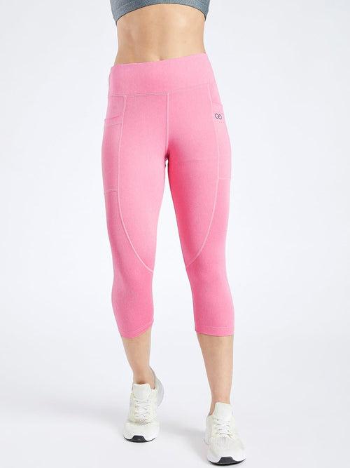 Maxtreme Power Me Pink Marl Pocket Capri Leggings