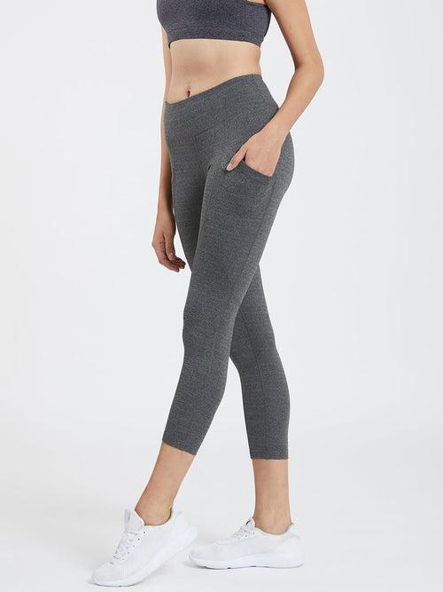 Creeluxe Fierce Grey Marl Ankle Length Pocket Leggings