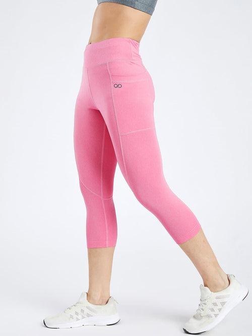 Maxtreme Power Me Pink Marl Pocket Capri Leggings