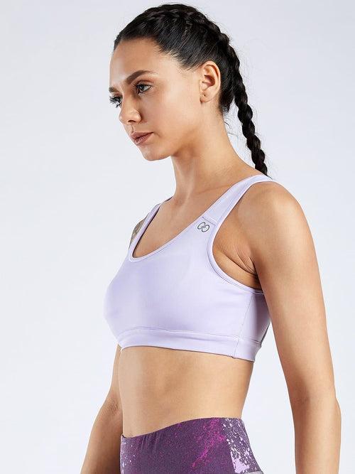 Creeluxe Power Me Lavender Grey Sports Bra