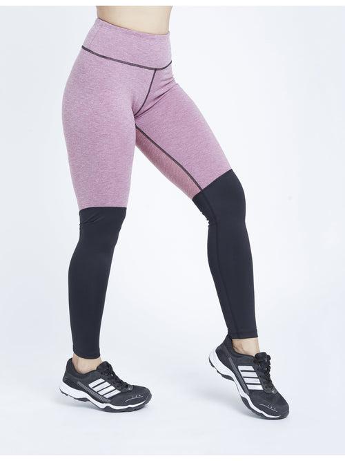 Essential Color Block Mauve Black Full Length Leggings