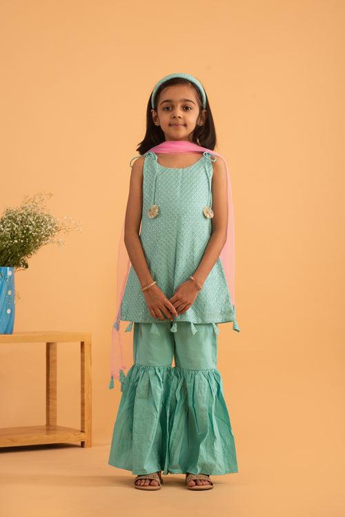 Zahra Kurta Set in Sea Blue