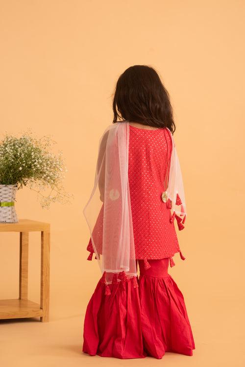 Zahra Kurta Set in Cherry Pink