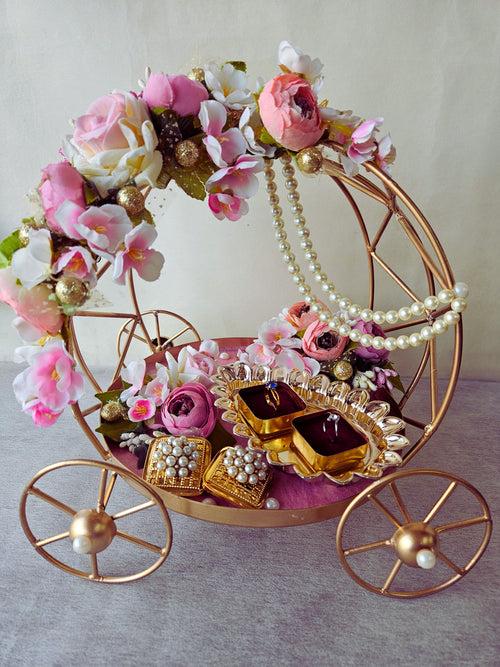 Decorative Metal Cart Engagement Ring Platter