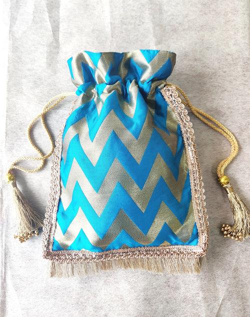 Chevron Zari Pouch