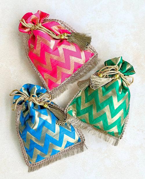 Chevron Zari Pouch