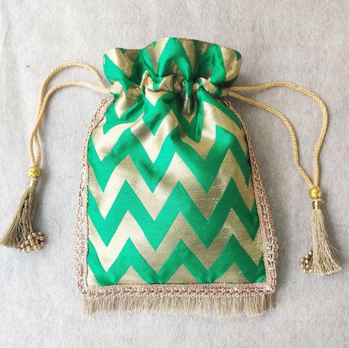 Chevron Zari Pouch