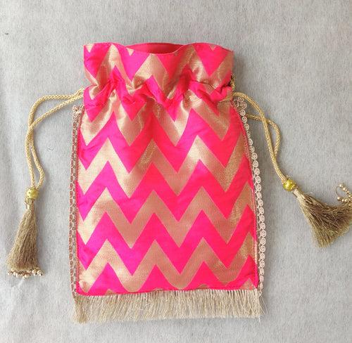 Chevron Zari Pouch