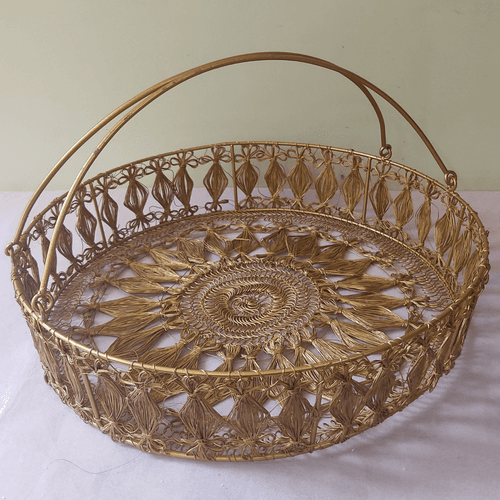 Crochet Weave Metal Basket - Big