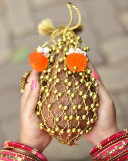 Gold Bead Mesh Decorative Coconut Cover