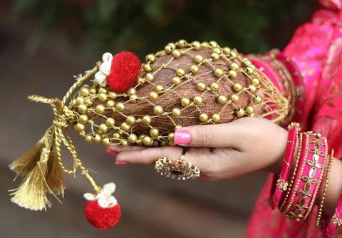 Gold Bead Mesh Decorative Coconut Cover