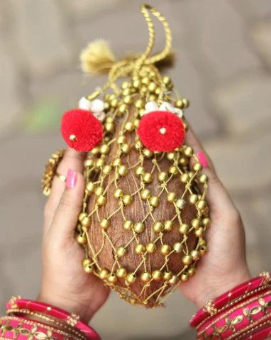 Gold Bead Mesh Decorative Coconut Cover