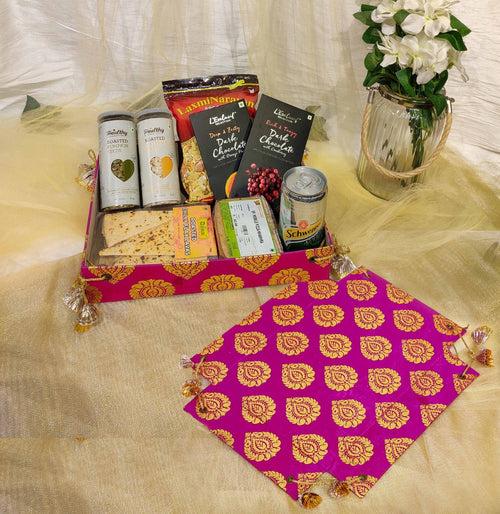 Reversible foil printed jute tray - Room Hamper