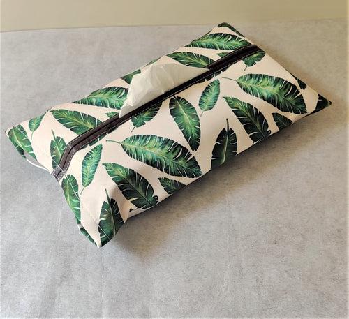 Ecru-Leaves Tissue Box Cover