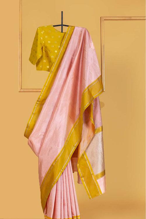 Peach Banarasi Silk Sari