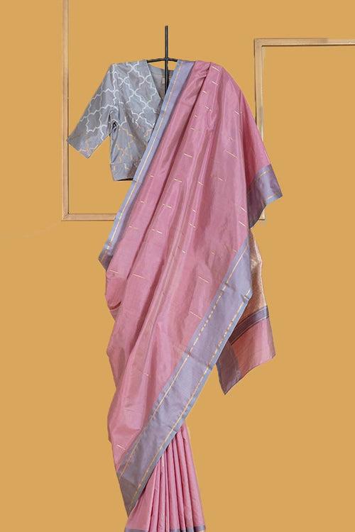 Pink Banarasi Silk Sari