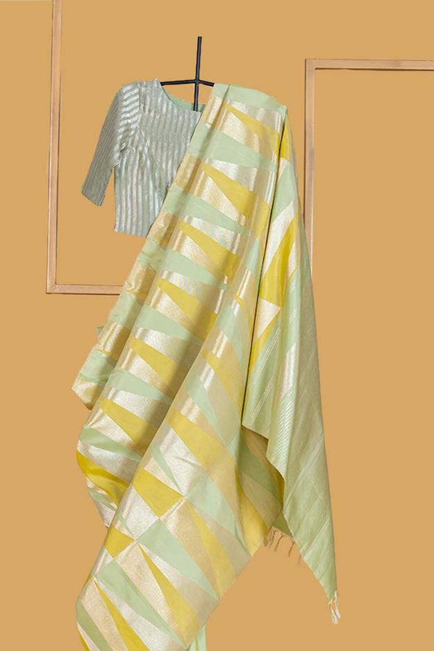 Pastel Green Silk Kanjeevaram Sari