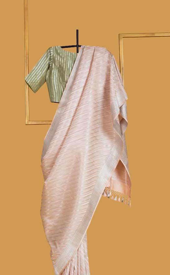 Powder Pink Banarasi Satin-Silk Sari