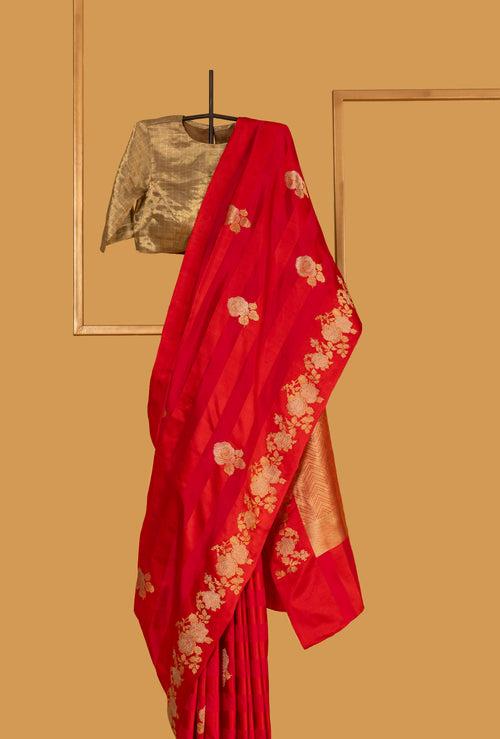 Red Rani Banarasi Silk Sari