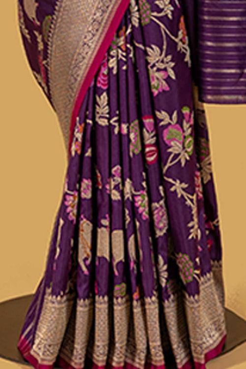 Purple Banarasi Silk Sari